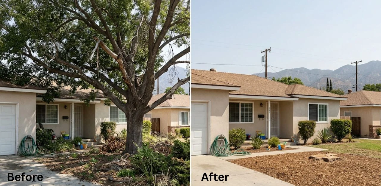 Before & After Image - Tree Removal Services in Verdemont, CA