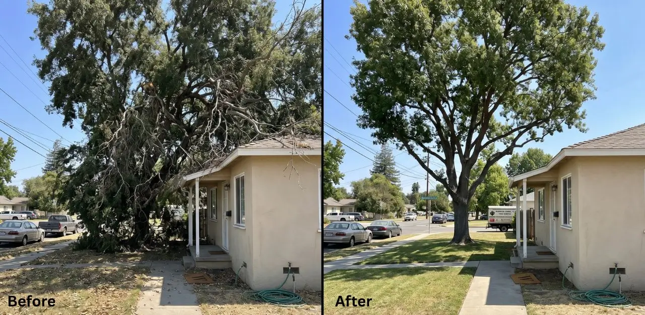 Before & After Image - Tree Trimming Service in Arrowhead Farms, CA