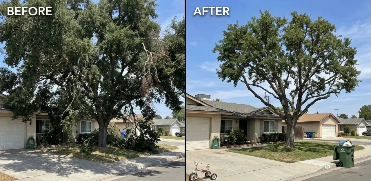 Before & After Image - Tree Trimming Service in East Highlands, CA