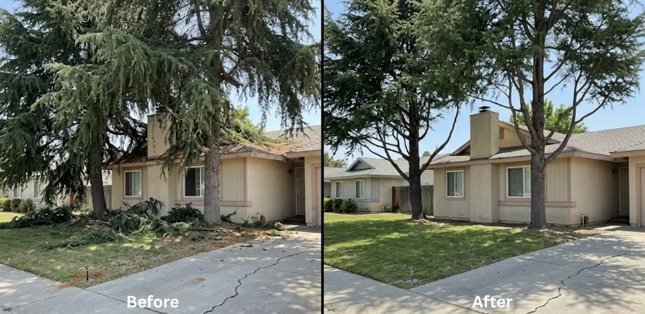 Before & After Image - Tree Trimming Service in Erwin Lake, CA