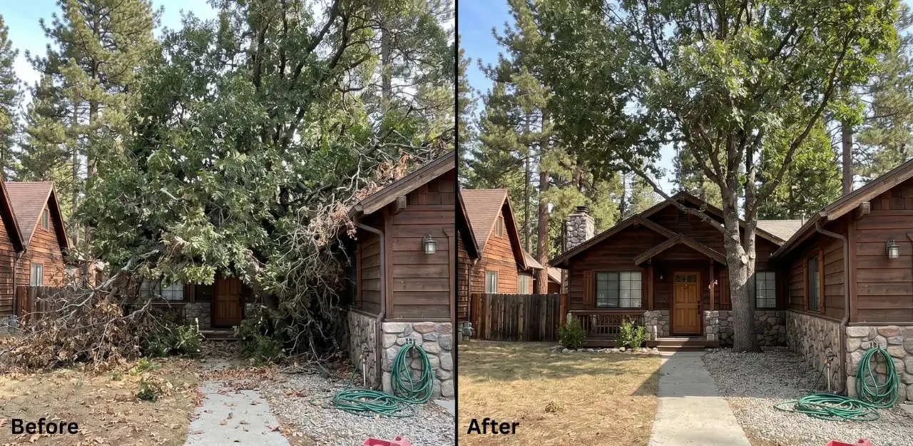 Before & After Image - Tree Trimming Service in Lake Arrowhead, CA