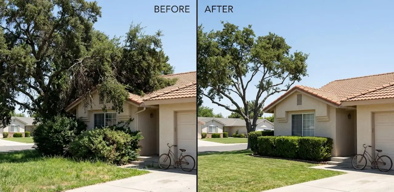 Before & After Image - Tree Trimming Service in Sierra Lakes, CA
