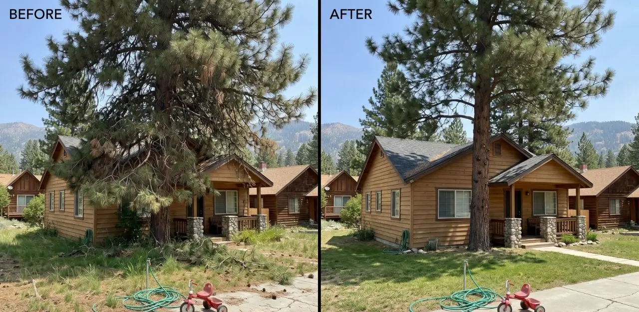 Before & After Image - Tree Trimming Service in Sugarloaf, CA