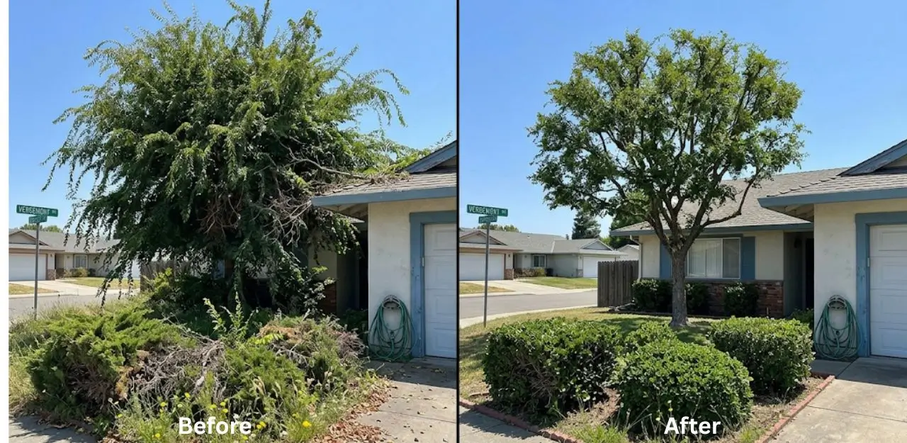 Before & After Image - Tree Trimming Service in Verdemont, CA