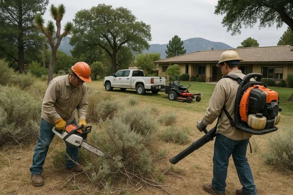 Brush clearance service in Del Rosa, CA helping residents maintain fire-safe properties with cleared vegetation.