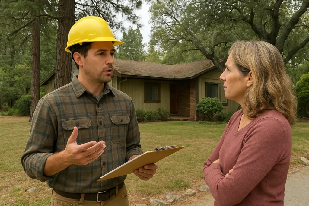 Commercial tree fertilization service enhancing the health of trees in Cedar Pines Park, CA with vibrant green foliage around business properties.