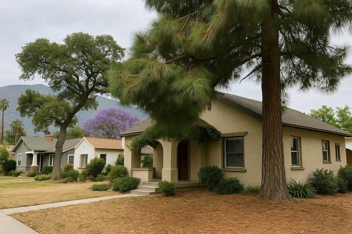 Mulch being delivered and installed in a residential garden in Yucaipa, CA